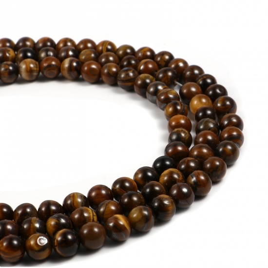 Picture of (Grade A) Tiger's Eyes ( Natural ) Beads Round Brown About 8mm Dia., Hole: Approx 1.4mm, 39.5cm - 39cm long, 1 Strand (Approx 47 PCs/Strand)
