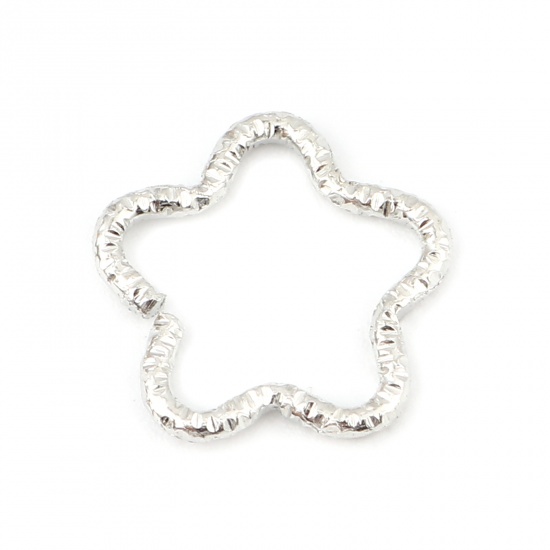 Picture of 1.6mm Iron Based Alloy Open Jump Rings Findings Pentagram Star Silver Tone 17mm x 16mm, 100 PCs