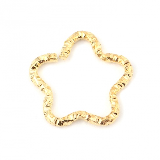 Picture of 1.6mm Iron Based Alloy Open Jump Rings Findings Pentagram Star Gold Plated 17mm x 16mm, 100 PCs