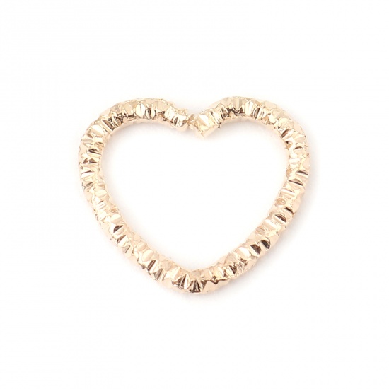 Picture of 1.6mm Iron Based Alloy Open Jump Rings Findings Heart KC Gold Plated 14mm x 12mm, 100 PCs