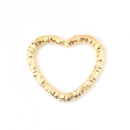 Picture of 1.6mm Iron Based Alloy Open Jump Rings Findings Heart Gold Plated 14mm x 12mm, 100 PCs