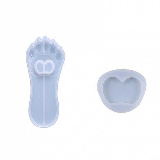 Picture of Silicone Resin Mold For Jewelry Making Opener Paw Claw White 13.8cm x 5.9cm 3.5cm x 3.1cm, 1 Set ( 2 PCs/Set)