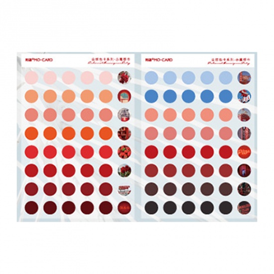Picture of Red - Art Paper & Wove Paper Gradient Color Dot Sticker Mark DIY Scrapbook Decoration 12.8x18.6cm, 1 Set（2 Sheets/Set）