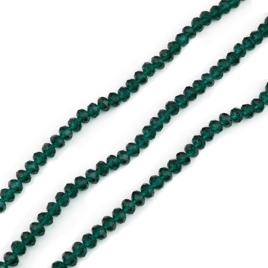 Picture of Glass Beads Round Peacock Green Faceted About 4mm Dia, Hole: Approx 0.8mm, 48cm(18 7/8") long, 5 Strands (Approx 138 PCs/Strand)