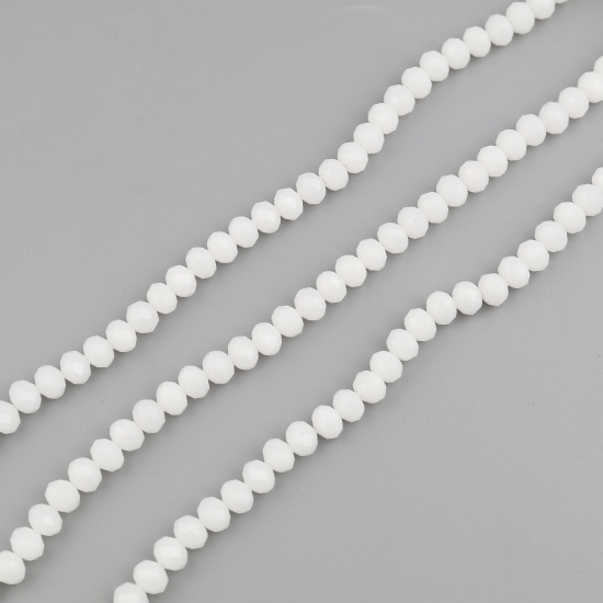 Picture of Glass Beads Round White Faceted About 4mm Dia, Hole: Approx 0.8mm, 48cm(18 7/8") long, 5 Strands (Approx 138 PCs/Strand)