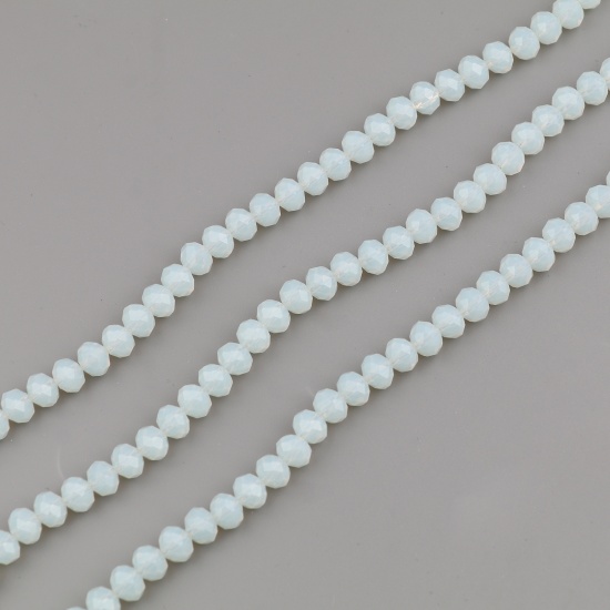 Picture of 5 Strands (Approx 138 PCs/Strand) Glass Beads For DIY Charm Jewelry Making Round White Faceted About 4mm Dia, Hole: Approx 0.8mm, 48cm(18 7/8") long