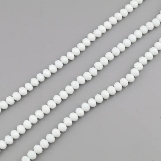 Picture of Glass Beads Round Grayish White Faceted About 4mm Dia, Hole: Approx 0.8mm, 48cm(18 7/8") long, 5 Strands (Approx 138 PCs/Strand)
