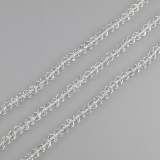Picture of Glass Beads Round Transparent Clear Faceted About 8mm Dia, Hole: Approx 1.3mm, 43.5cm(17 1/8") - 43cm(16 7/8") long, 5 Strands (Approx 68 PCs/Strand)
