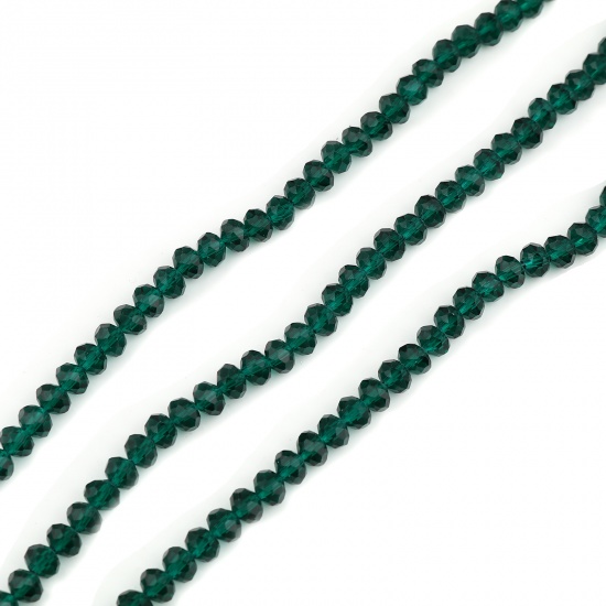 Picture of Glass Beads Round Peacock Green Faceted About 8mm Dia, Hole: Approx 1.3mm, 43.5cm(17 1/8") - 43cm(16 7/8") long, 5 Strands (Approx 68 PCs/Strand)
