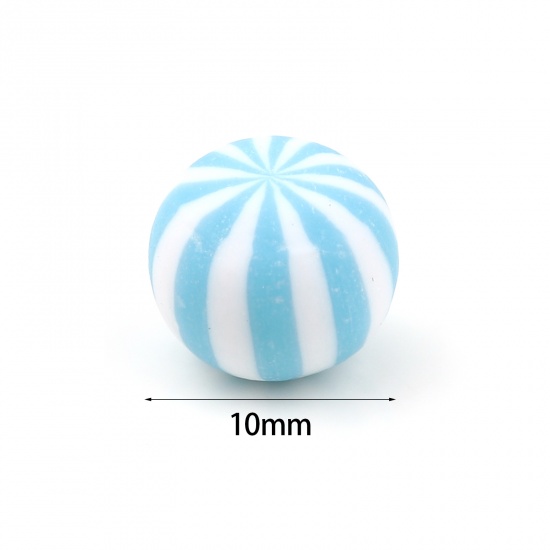 Picture of Polymer Clay Embellishments Round At Random Color Stripe Pattern 10mm Dia, 10 PCs
