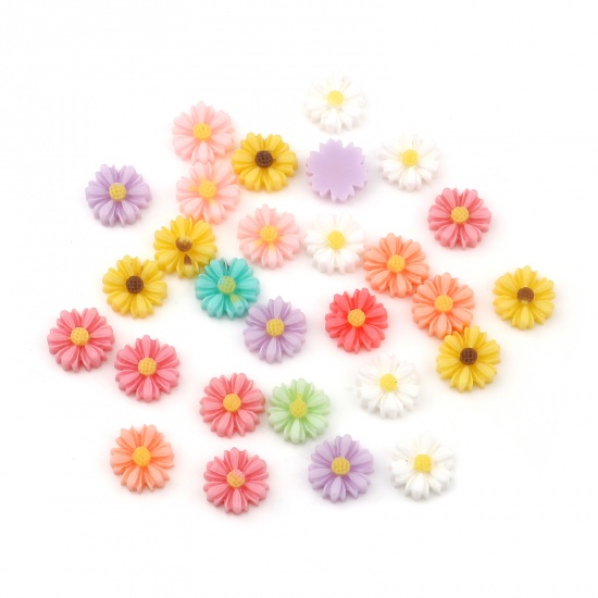 Bild von Harz Embellishments Cabochons Gänseblümchen Zufällig Mix 8mm x 8mm , 10 Stück