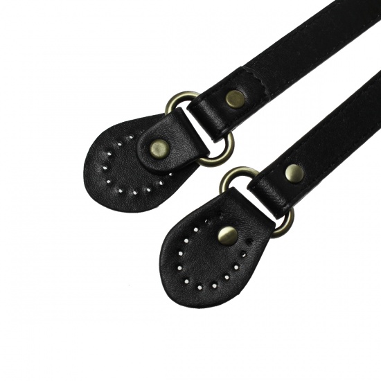 Picture of Faux Leather Purse Handbag Replacement Handles Black 53.4cm(21") long, 18mm( 6/8")wide, 2 PCs