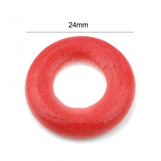 Picture of Wood Closed Soldered Jump Rings Findings At Random Color 24mm Dia, 50 PCs
