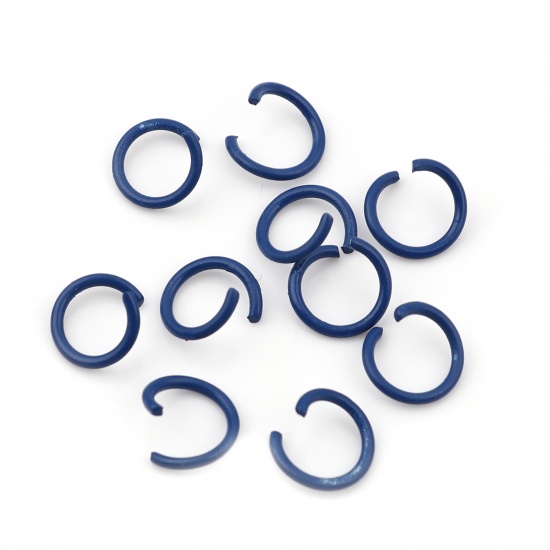 Picture of 1.3mm Iron Based Alloy Open Jump Rings Findings Round Blue 10mm Dia, 100 PCs