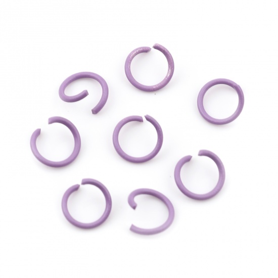 Picture of 1.3mm Iron Based Alloy Open Jump Rings Findings Round Purple 10mm Dia, 100 PCs