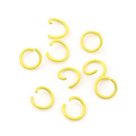 Picture of 1.3mm Iron Based Alloy Open Jump Rings Findings Round Yellow 10mm Dia, 100 PCs