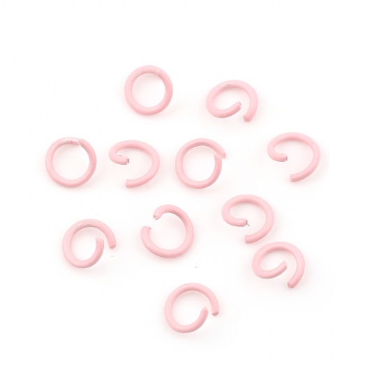 Picture of 1.3mm Iron Based Alloy Open Jump Rings Findings Round Pink 10mm Dia, 100 PCs