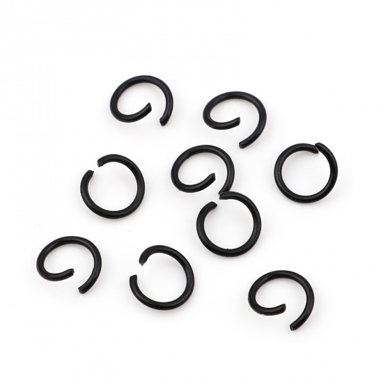 Picture of 1.3mm Iron Based Alloy Open Jump Rings Findings Round Black 10mm Dia, 100 PCs