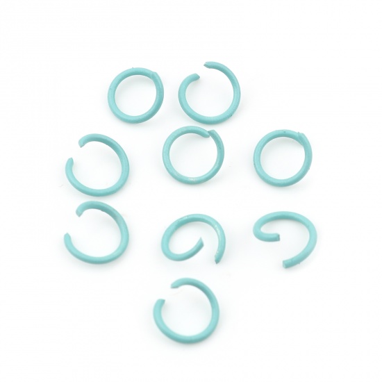 Picture of 1.3mm Iron Based Alloy Open Jump Rings Findings Round Cyan 10mm Dia, 100 PCs