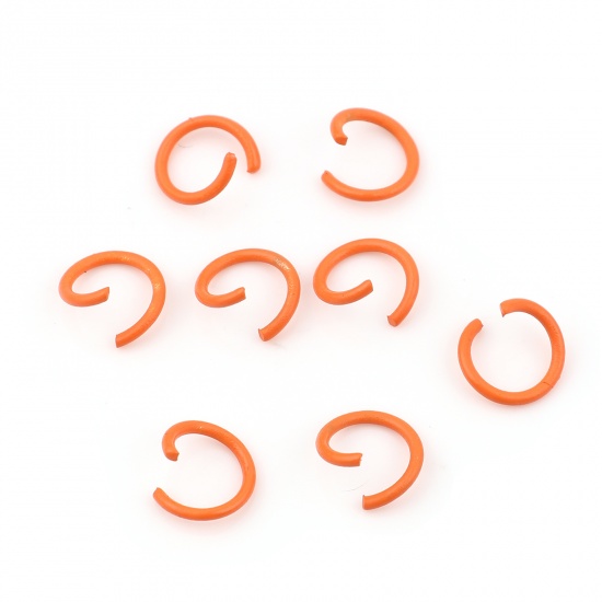 Picture of 1.3mm Iron Based Alloy Open Jump Rings Findings Round Orange 10mm Dia, 100 PCs