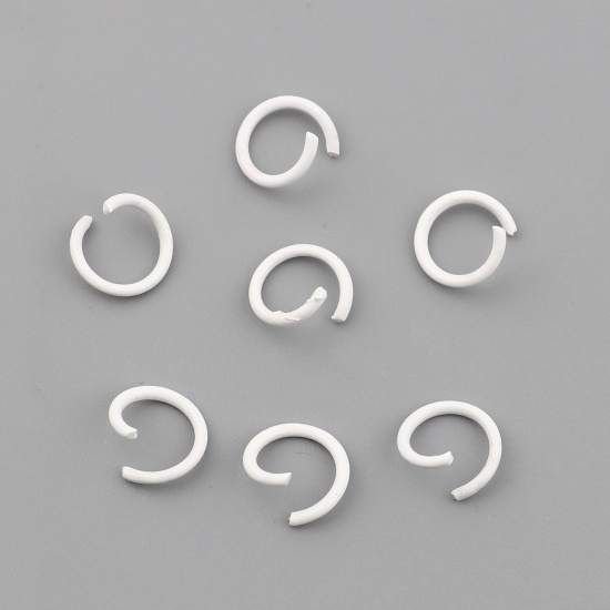 Picture of 1.3mm Iron Based Alloy Open Jump Rings Findings Round White 10mm Dia, 100 PCs