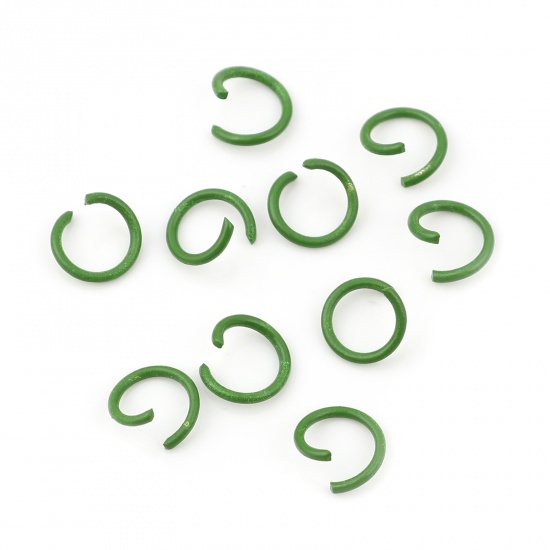 Picture of 1.3mm Iron Based Alloy Open Jump Rings Findings Round Green 10mm Dia, 100 PCs