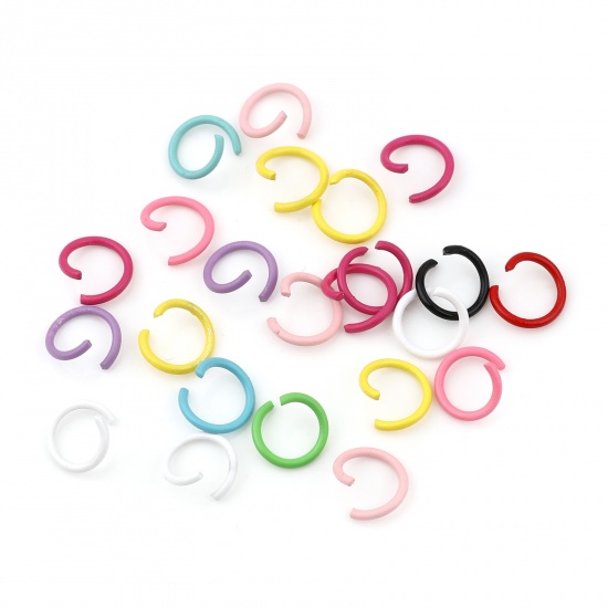 Picture of 1.3mm Iron Based Alloy Open Jump Rings Findings Round At Random Color 10mm Dia, 100 PCs