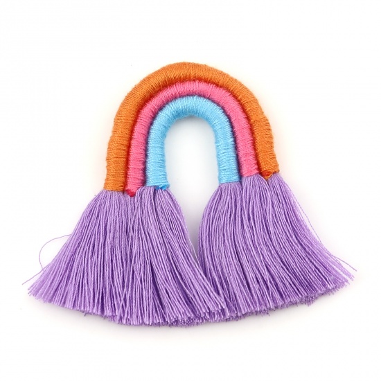 Picture of Polyester No Loop Tassel Pendants No Loop Tassel Purple 9cm x 5.5cm - 8cm x 5.2cm, 1 Piece