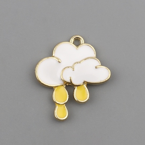 Picture of Zinc Based Alloy Charms Drizzle White & Yellow Cloud 24mm x 21mm, 5 PCs