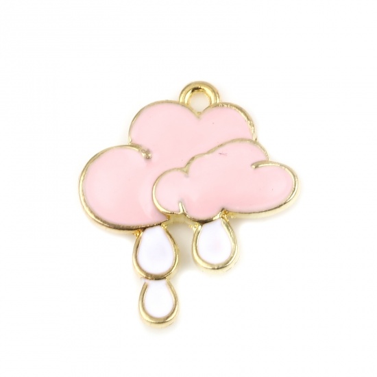 Picture of Zinc Based Alloy Charms Drizzle White & Pink Cloud 24mm x 21mm, 5 PCs
