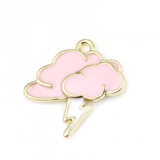 Picture of Zinc Based Alloy Charms Lightning White & Pink Cloud 21mm x 21mm, 5 PCs