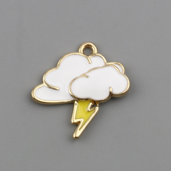 Picture of Zinc Based Alloy Charms Lightning White & Yellow Cloud 21mm x 21mm, 5 PCs