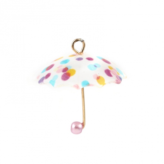 Picture of Resin Charms Umbrella Dot Multicolor 21mm x 19mm, 5 PCs