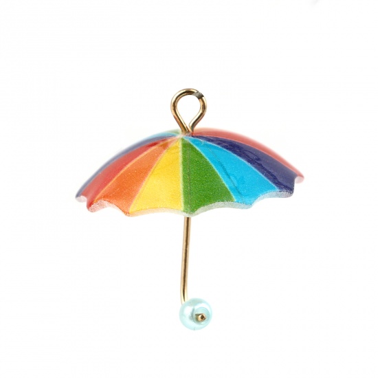 Picture of Resin Charms Umbrella Multicolor 21mm x 19mm, 5 PCs