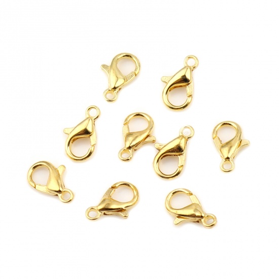 Picture of Zinc Based Alloy Lobster Clasp Findings Gold Plated 10mm x 5mm, 20 PCs