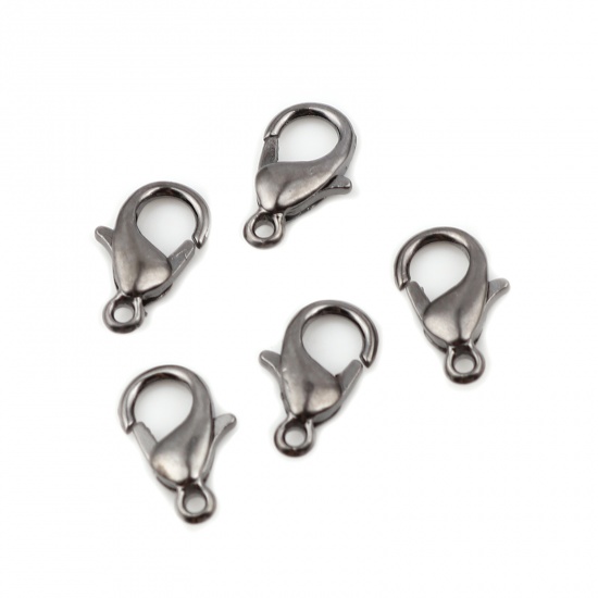 Picture of Zinc Based Alloy Lobster Clasp Findings Gunmetal 12mm x 7mm, 20 PCs