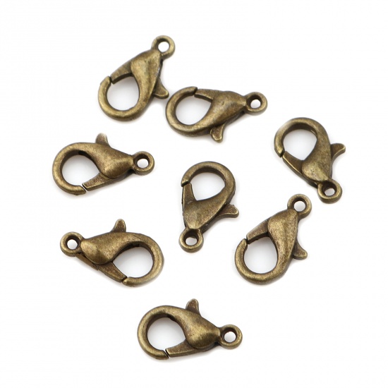 Picture of Zinc Based Alloy Lobster Clasp Findings Antique Bronze 12mm x 7mm, 20 PCs