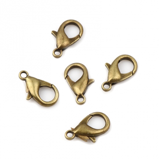 Picture of Zinc Based Alloy Lobster Clasp Findings Antique Bronze 16mm x 8mm, 20 PCs