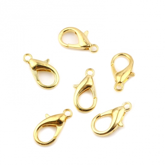 Picture of Zinc Based Alloy Lobster Clasp Findings Gold Plated 16mm x 8mm, 20 PCs