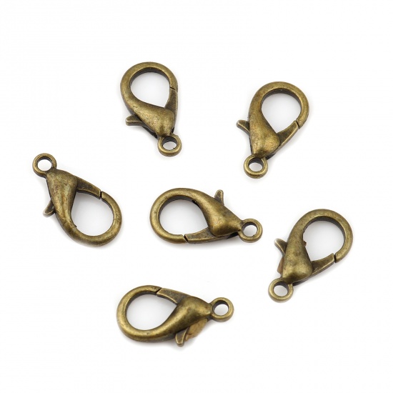 Picture of Zinc Based Alloy Lobster Clasp Findings Antique Bronze 18mm x 10mm, 20 PCs