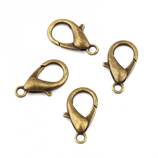 Picture of Zinc Based Alloy Lobster Clasp Findings Antique Bronze 21mm x 11mm, 20 PCs