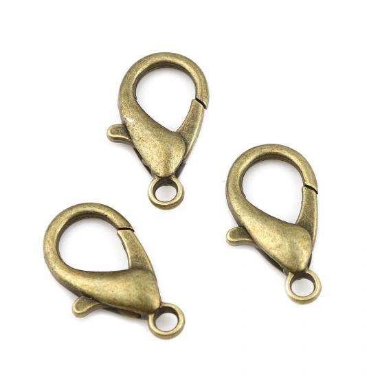 Picture of Zinc Based Alloy Lobster Clasp Findings Antique Bronze 23mm x 12mm, 20 PCs