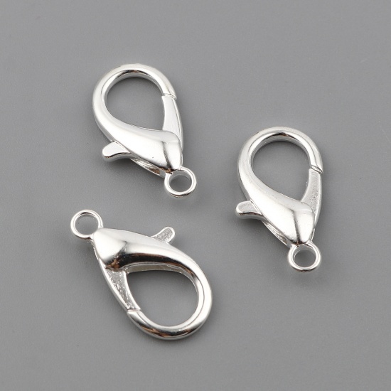 Picture of Zinc Based Alloy Lobster Clasp Findings Silver Plated 23mm x 12mm, 20 PCs