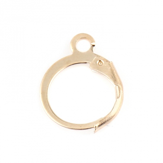 Picture of Brass Hoop Earrings KC Gold Plated Circle Ring W/ Loop 15mm x 13mm, Post/ Wire Size: (19 gauge), 50 PCs                                                                                                                                                       