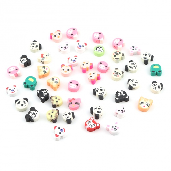 Picture of Polymer Clay Beads Animal At Random Color About 11mm x 11mm - 10mm x 8mm, Hole: Approx 1.8mm, 50 PCs