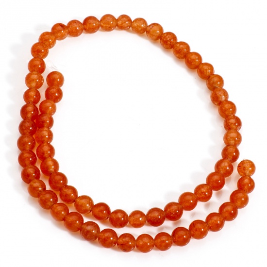 Immagine di 1 Filo ( 64 Pz / grammo) (Grado B) Agata ( Naturale/Tintura ) Perline per la Creazione di Gioielli con Ciondoli Fai-da-te Tondo Rosso Arancione 6mm Dia, Foro: Circa 1.2mm, 38.2cm Lunghezza