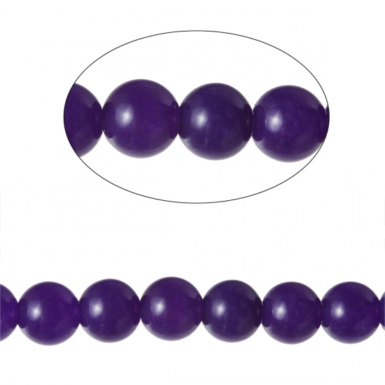 (グレードB) 瑪瑙 (天然/染め) ビーズ 円形 深紫色 約 6mm直径、穴：約 1.2mm、38.6cm 長さ、1 連 (約 65 個 /一連) の画像