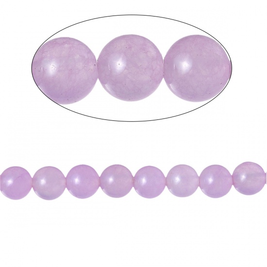 (グレードB) 瑪瑙 (天然/染め) ビーズ 円形 薄紫色 約 6mm直径、穴：約 1.2mm、38.6cm 長さ、1 連 (約 65 個 /一連) の画像