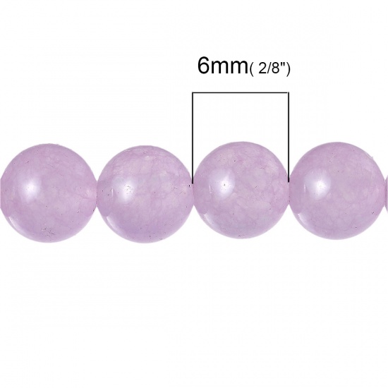 Image de (Classement B) Perles en Agate (Naturel/Teint) Rond Mauve 6mm Dia, Taille de Trou: 1.2mm, 38.6cm long, 1 Enfilade