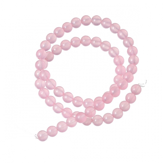 Image de (Classement B) Perles en Agate (Naturel/Teint) Rond Rose 6mm Dia, Taille de Trou: 1.2mm, 38.4cm long, 1 Enfilade